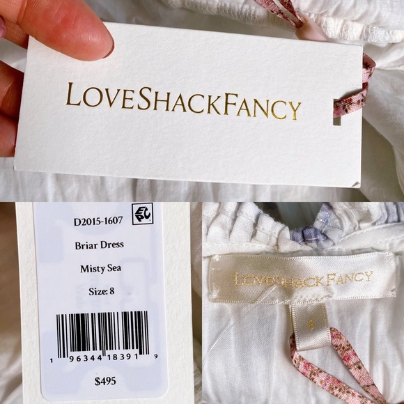 🐚 LOVE SHACK FANCY PURPLE WHITE SILVER BRIAR DRESS IN MISTY SEA! - Picture 15 of 16